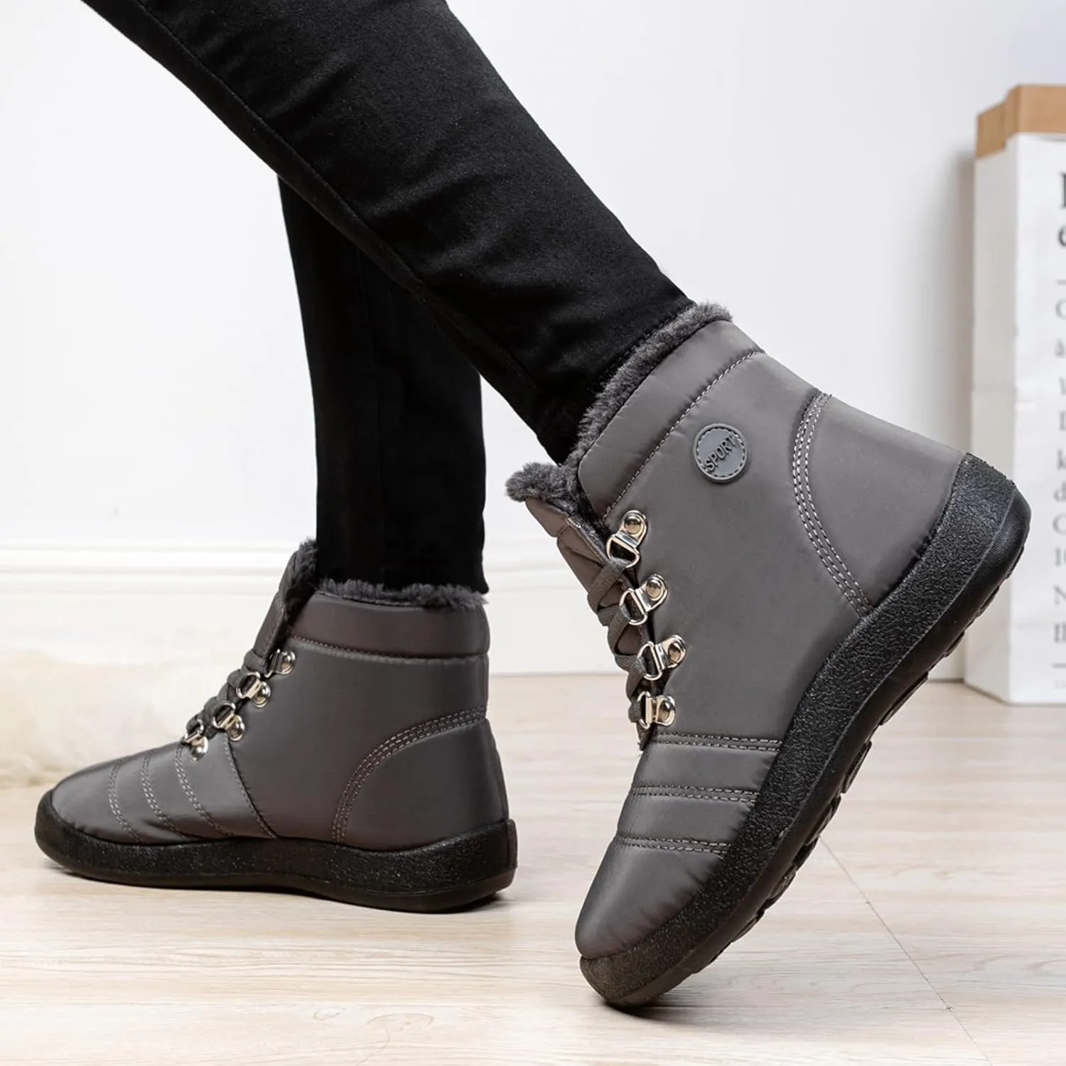 Snow Boots for Women Fur Lined Winter Boots Waterproof Warm Ankle Boots Comfortable Slip On Boots Outdoor Short Boots