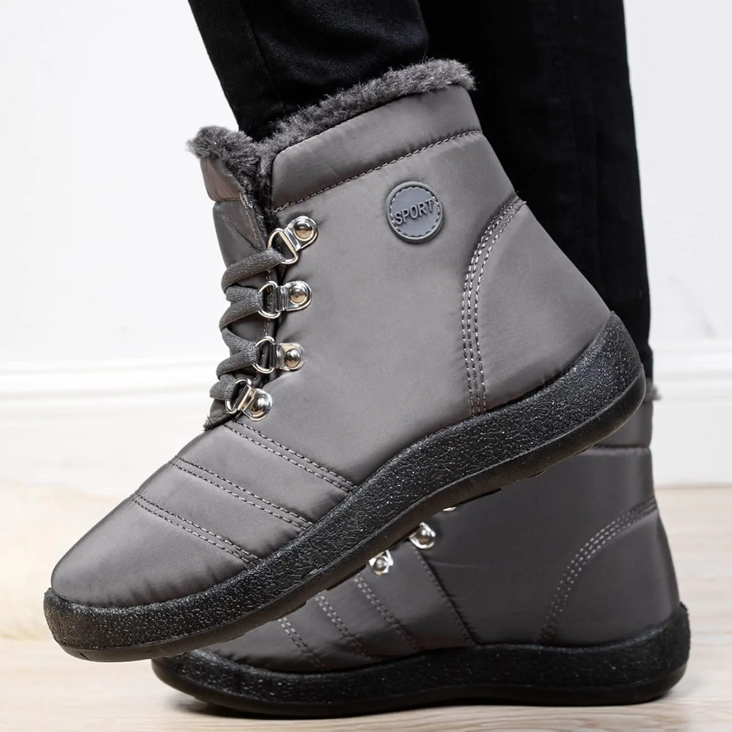 Snow Boots for Women Fur Lined Winter Boots Waterproof Warm Ankle Boots Comfortable Slip On Boots Outdoor Short Boots