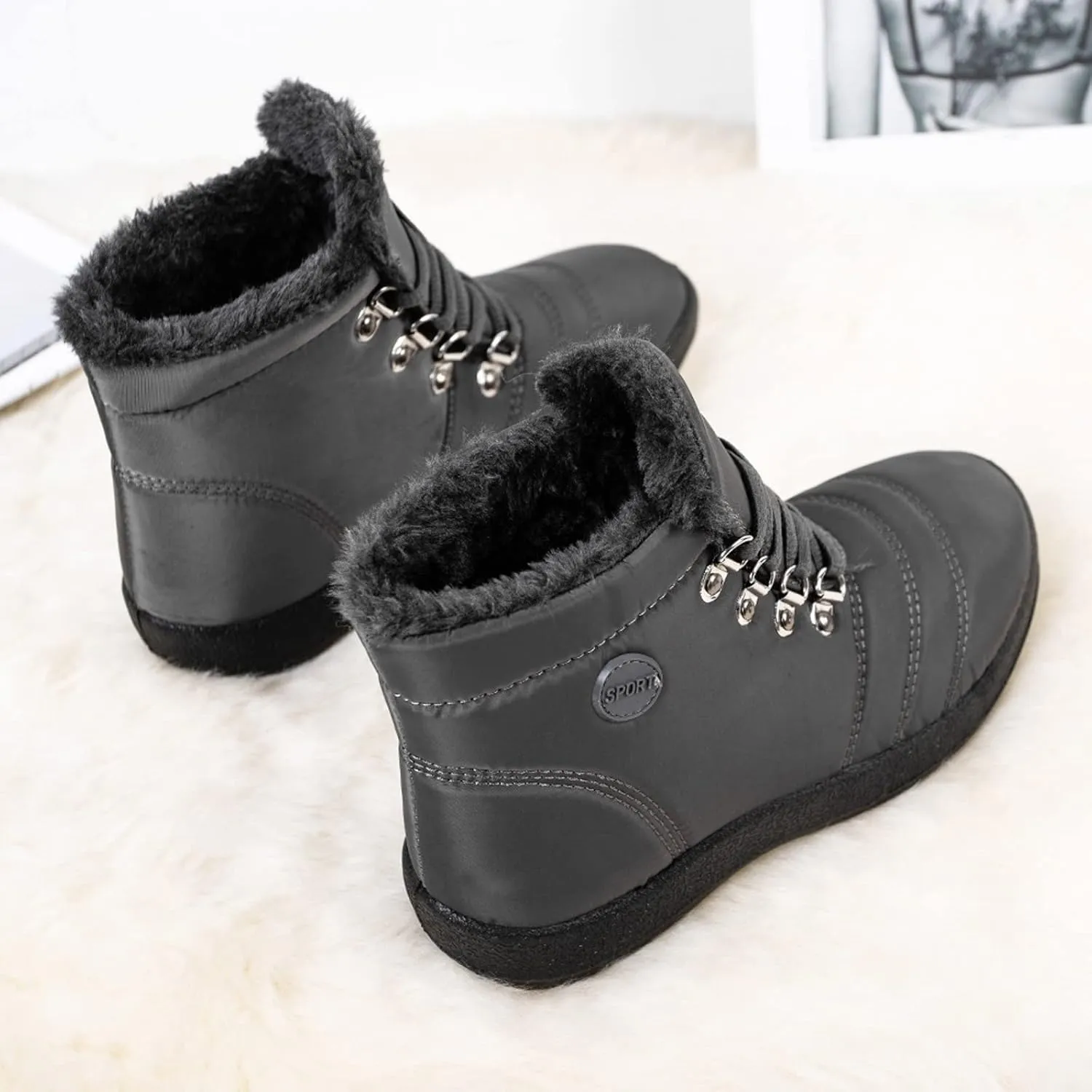 Snow Boots for Women Fur Lined Winter Boots Waterproof Warm Ankle Boots Comfortable Slip On Boots Outdoor Short Boots