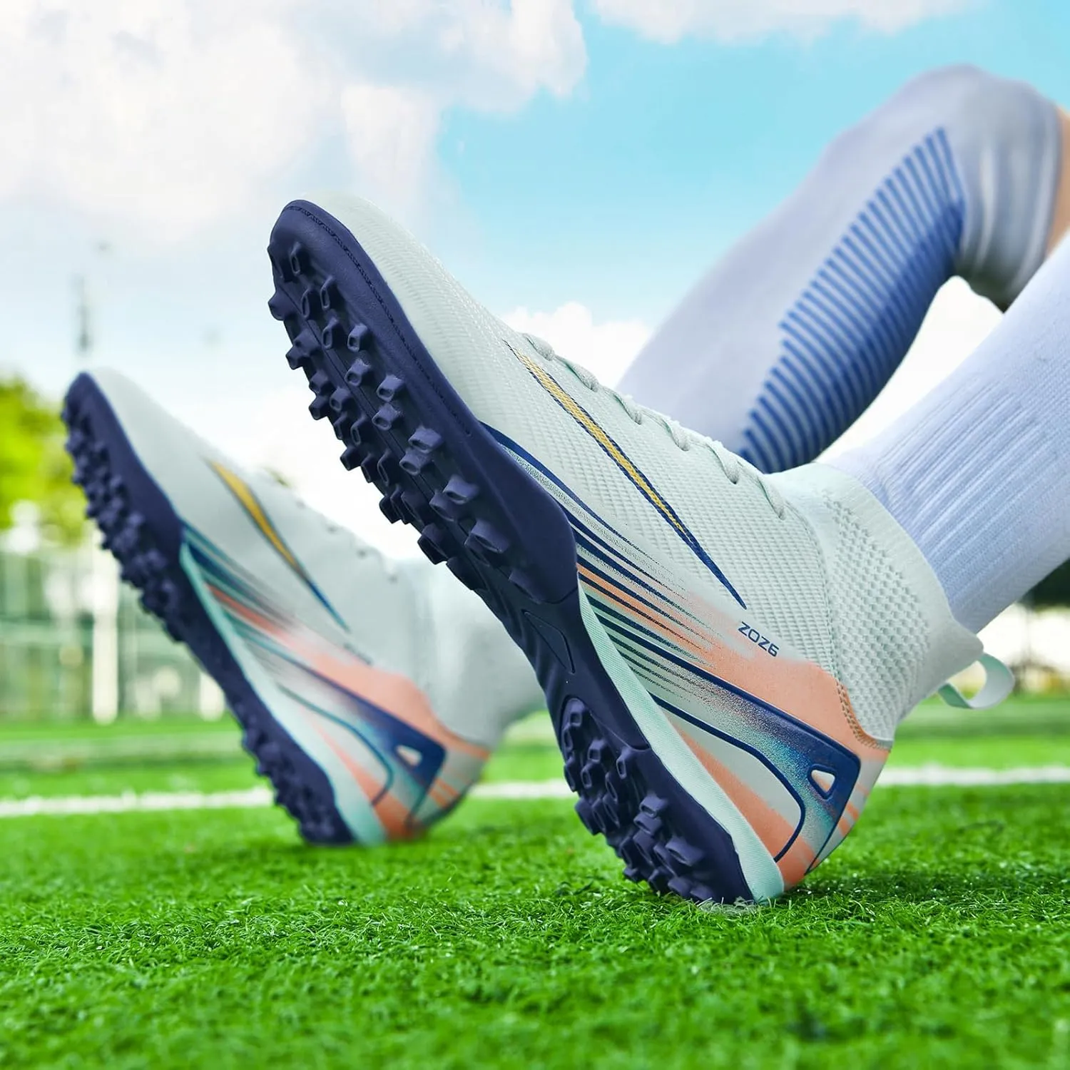 Soccer Cleats for Mens Womens Turf Soccer Shoes Indoor Unisex Football Boots AG FG TF Wide Training Sneaker Outdoor
