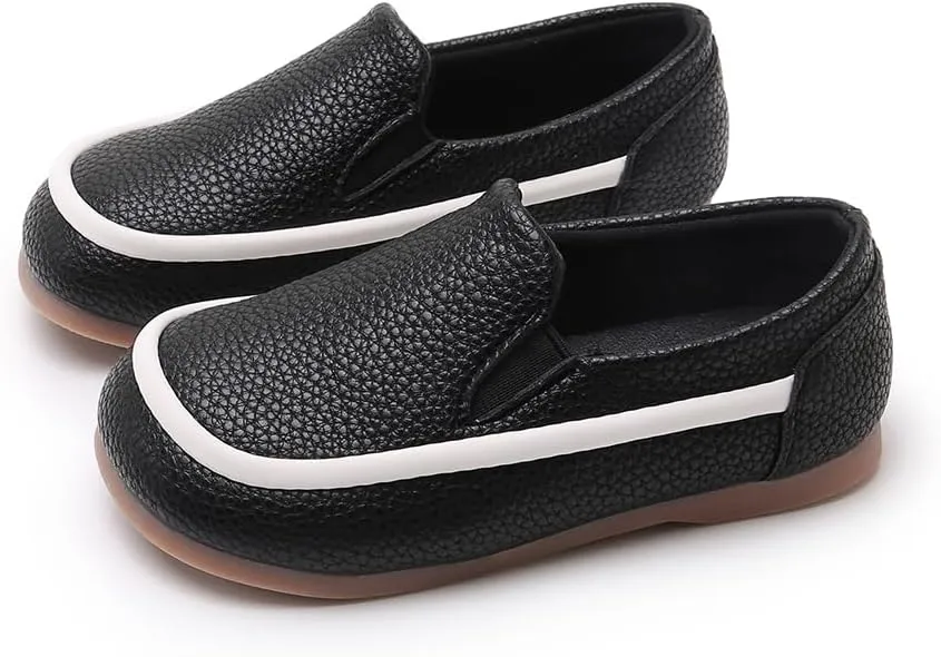 SOFMUO Toddler Boys Girls Loafers Slip On Little Kids Oxford Dress Flats Casual Boat Shoes School Uniform Moccasin Daily Walking Shoes