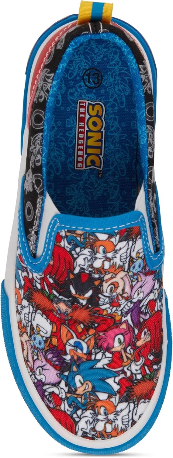 Sonic the Hedgehog Boys Sneakers - Sonic Slip On Canvas Sneakers - Sonic, Tails, Knuckles and Shadow Athletic Sneakers