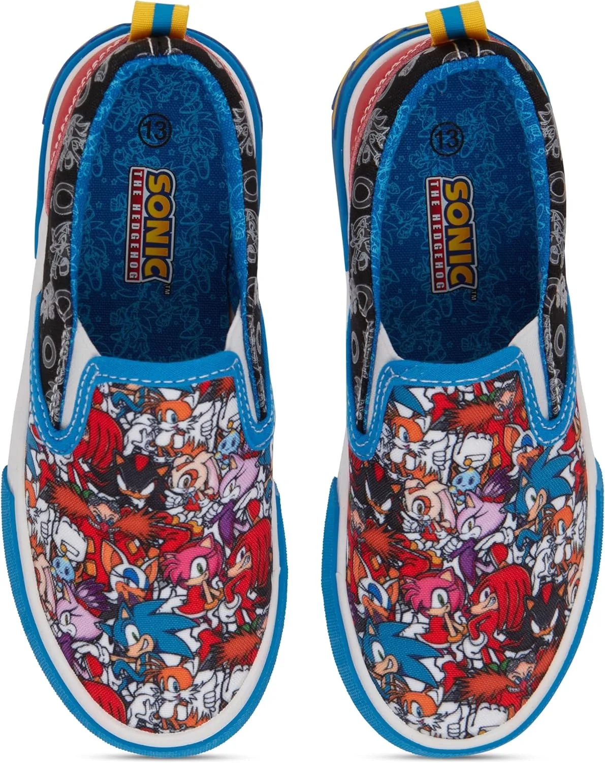 Sonic the Hedgehog Boys Sneakers - Sonic Slip On Canvas Sneakers - Sonic, Tails, Knuckles and Shadow Athletic Sneakers