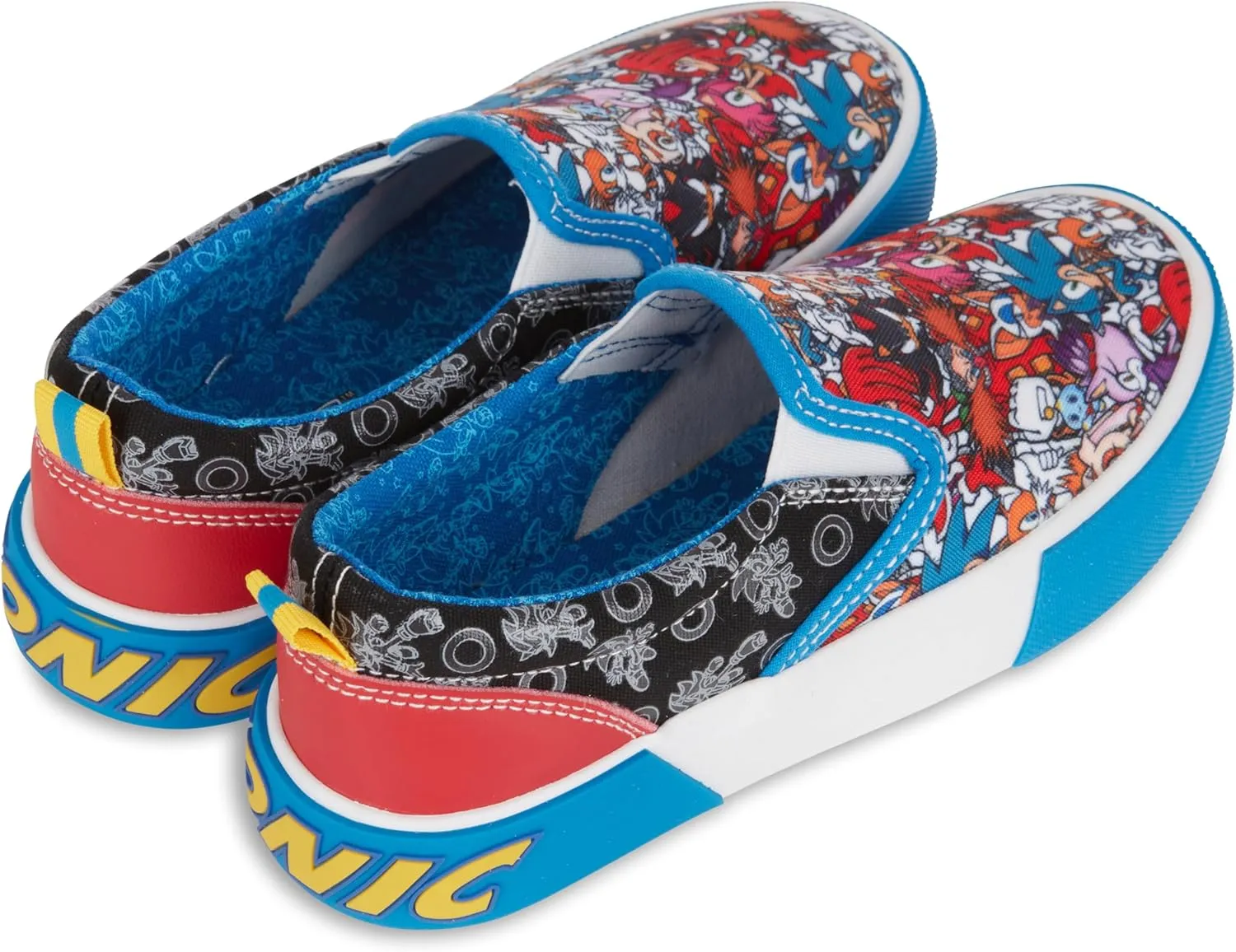 Sonic the Hedgehog Boys Sneakers - Sonic Slip On Canvas Sneakers - Sonic, Tails, Knuckles and Shadow Athletic Sneakers