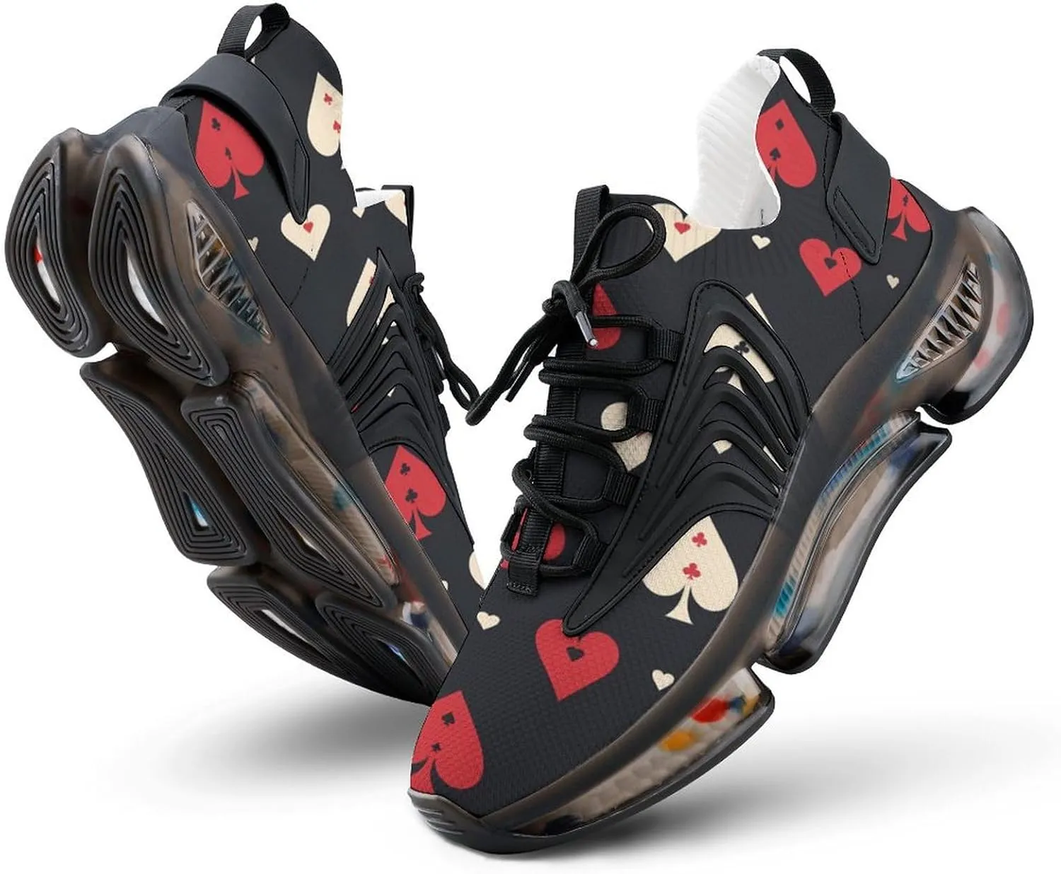 Spades Playing Poker Pattern Men's Running Shoes Fashion Walking Sneakers Lightweight Casual Sports Shoes for Women