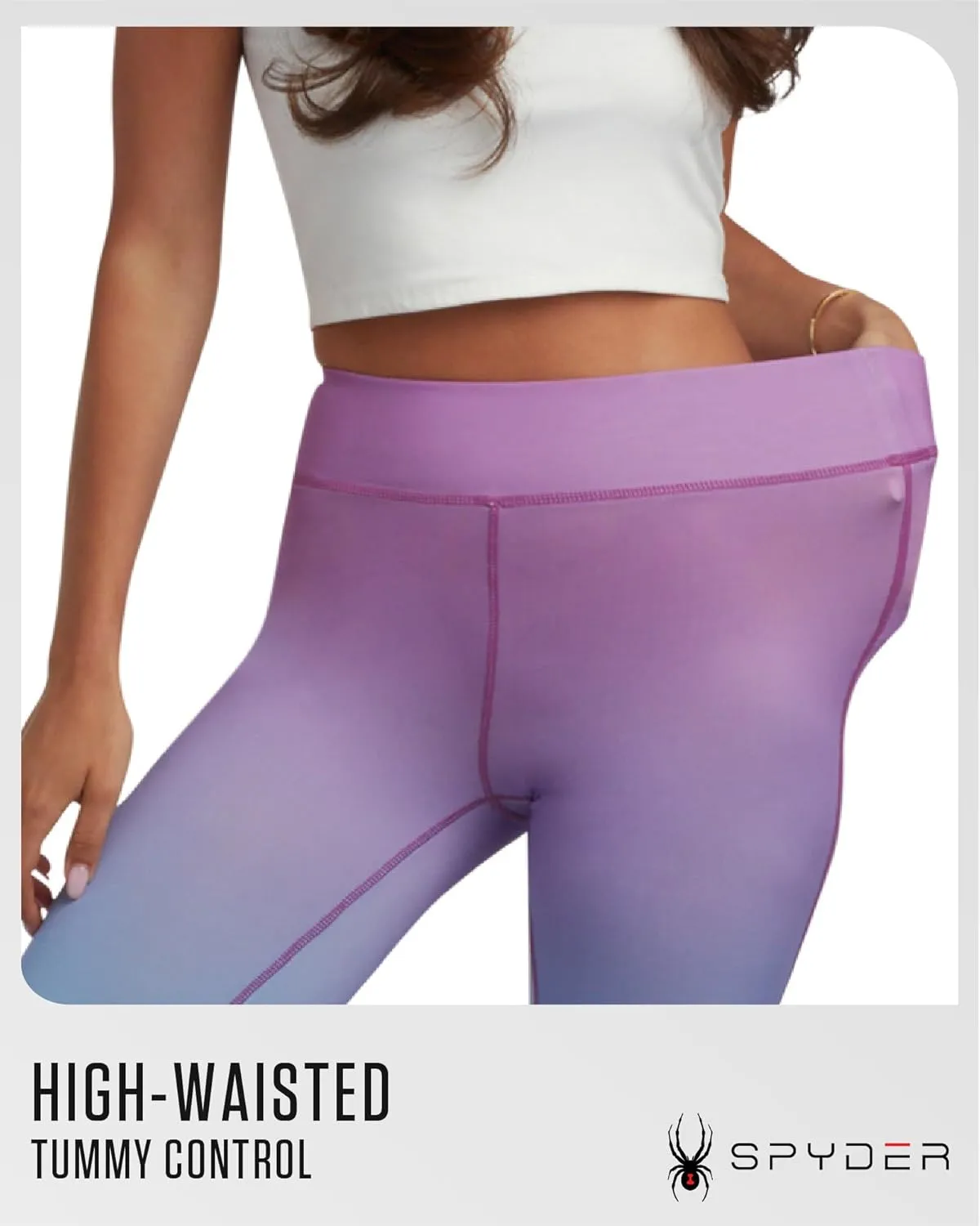 Spyder Women's Activewear Legging - Poly Span Knit UPF 50 High Waisted Tummy Control Printed Athletic Legging (Sizes: S-XL)