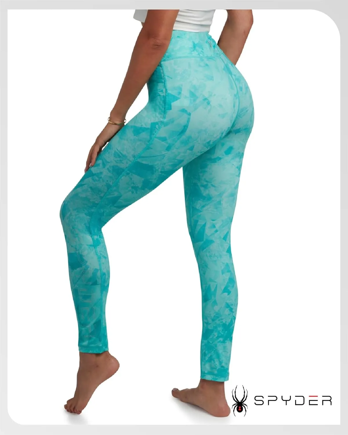 Spyder Women's Activewear Legging - Poly Span Knit UPF 50 High Waisted Tummy Control Printed Athletic Legging (Sizes: S-XL)