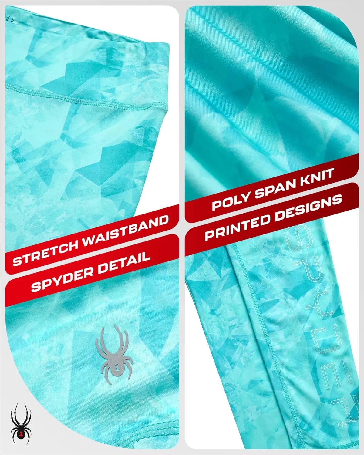 Spyder Women's Activewear Legging - Poly Span Knit UPF 50 High Waisted Tummy Control Printed Athletic Legging (Sizes: S-XL)