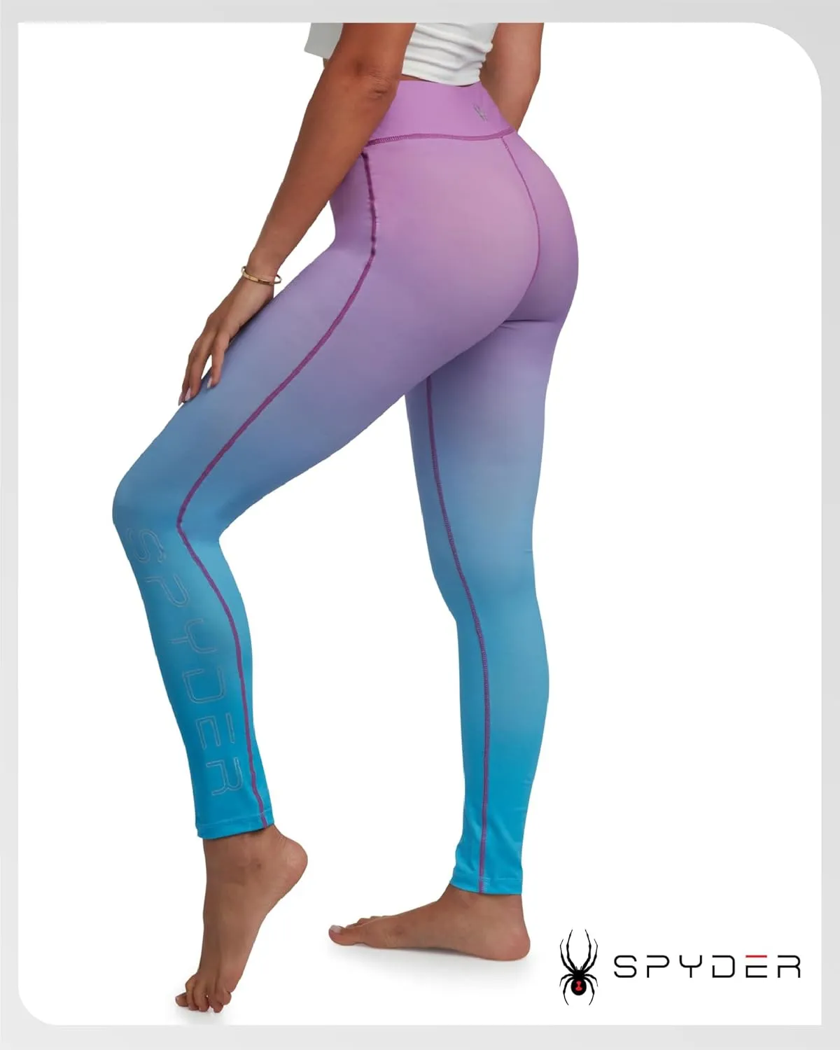 Spyder Women's Activewear Legging - Poly Span Knit UPF 50 High Waisted Tummy Control Printed Athletic Legging (Sizes: S-XL)