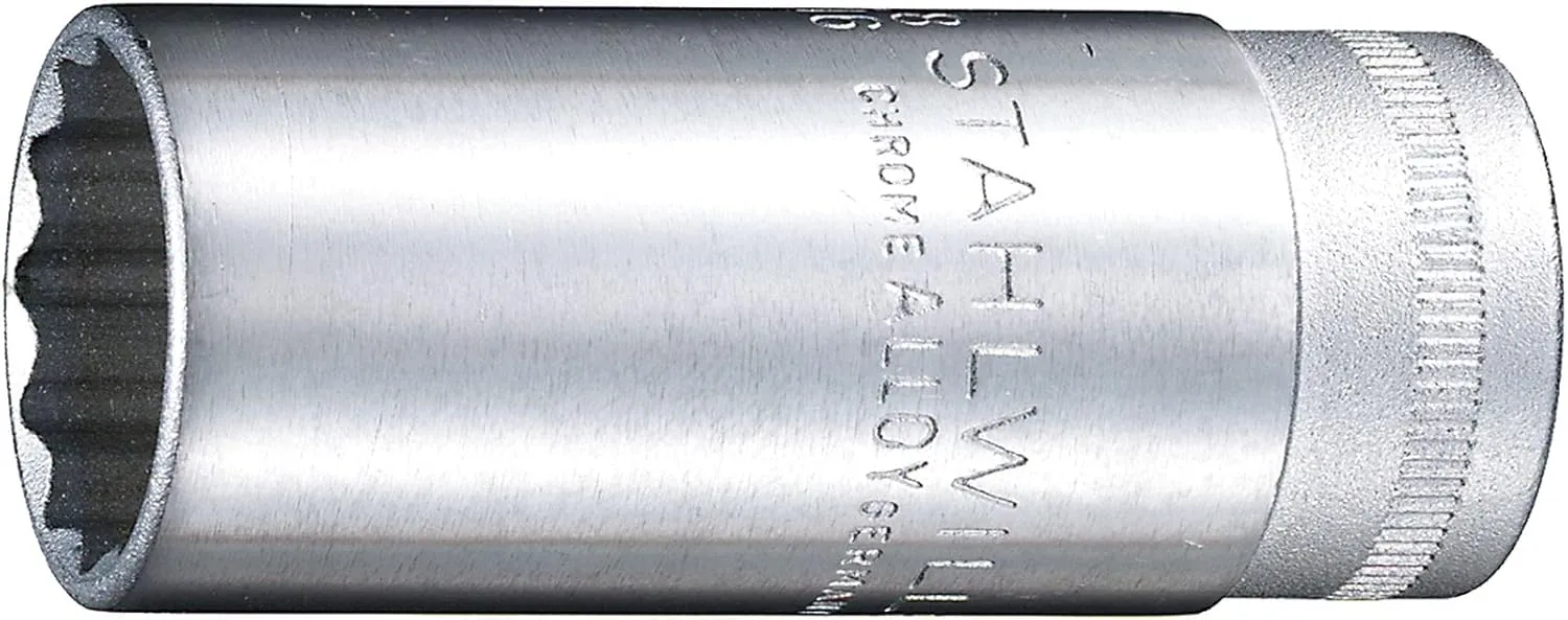 Stahlwille 02020013 Extra Deep Bi-Hex Socket No. 46, Size 13mm, 12-point, 3/8 inch Drive, Metric, Heavy Duty, High Performance Steel, Chrome Plated, Length 54mm, Weight 61g, Made in Germany