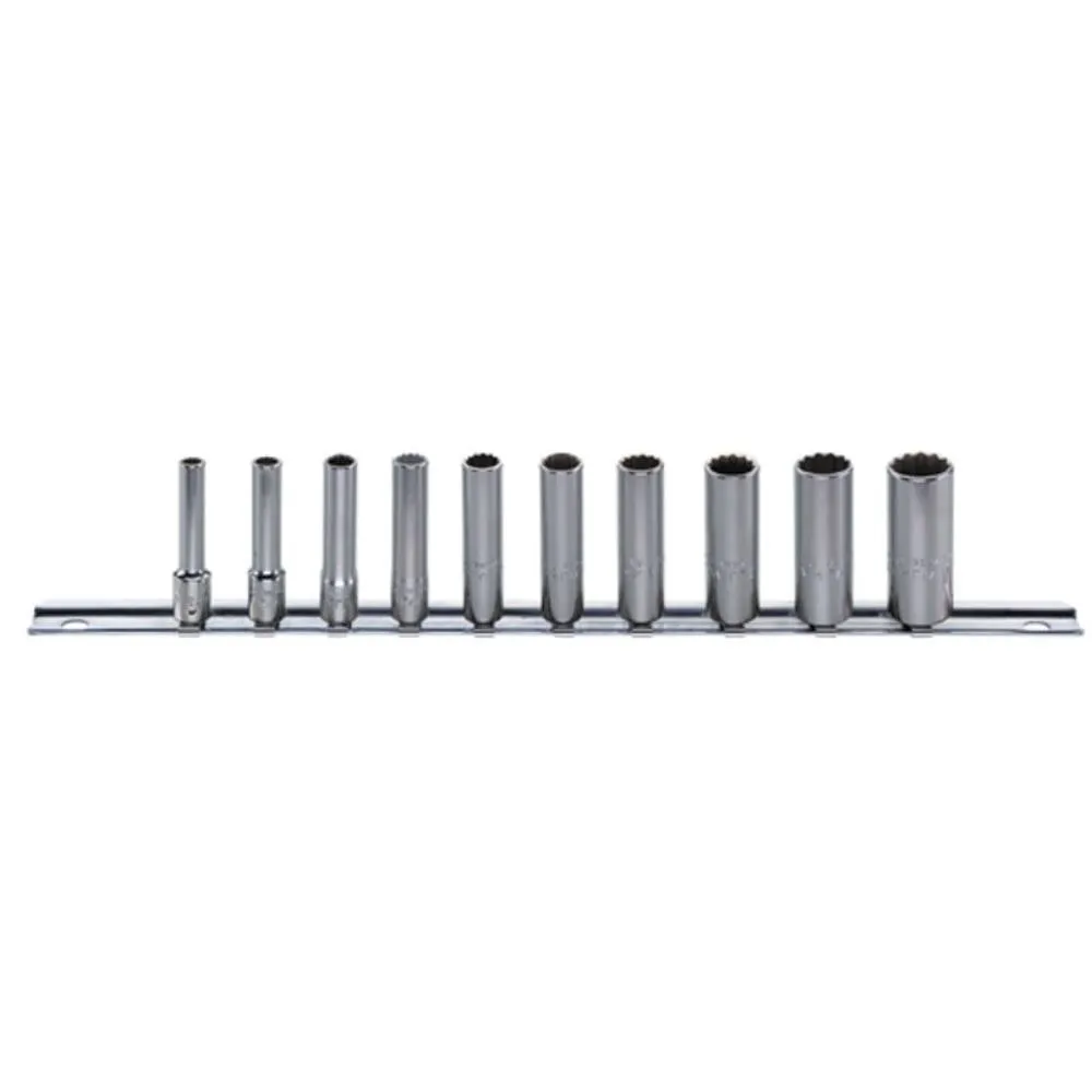 Stahlwille 96016410 Extra Deep Socket #40aDL, 10 pieces, sizes 3/16", 7/32", 1/4", 9/32", 5/16", 11/32", 3/8", 7/16", 1/2", 9/16", High-Performance Steel, 12 Points, 1/4 Inch Drive, Made in Germany