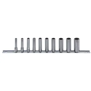 Stahlwille 96016410 Extra Deep Socket #40aDL, 10 pieces, sizes 3/16", 7/32", 1/4", 9/32", 5/16", 11/32", 3/8", 7/16", 1/2", 9/16", High-Performance Steel, 12 Points, 1/4 Inch Drive, Made in Germany