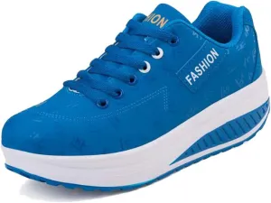 tazimall Fashion Women's Light Running Sneakers Casual Lace-up Platform Shoes