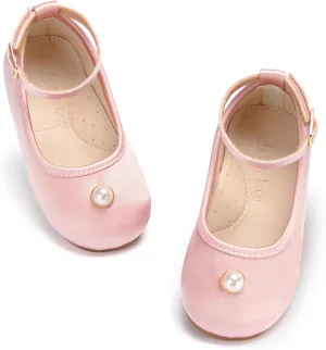 THEE BRON Little Girls Princess Shoes 3-12 Years Ballet Flats Soft Non-Slip Dress Shoes for Wide Feet