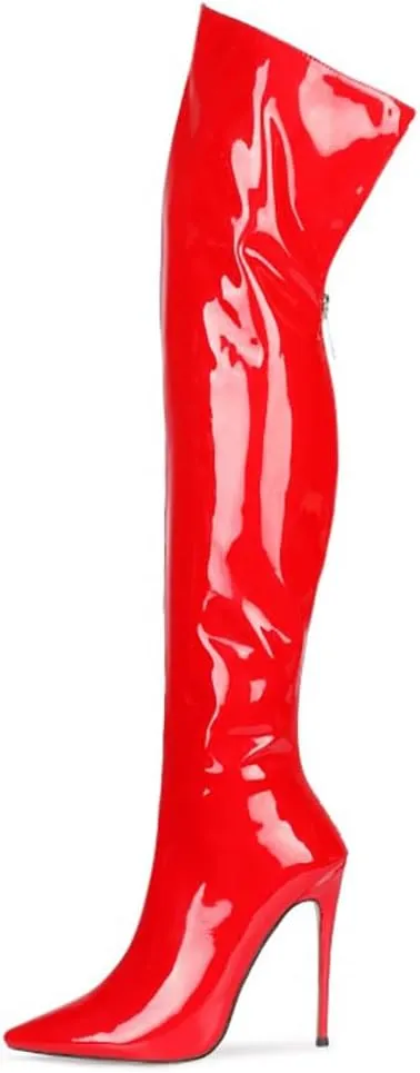 Thigh high boots for women striped Back zipper Burgundy Zebra Print Over the knee Sexy gold white pointed toe Cow Print leopard Magenta stiletto heel
