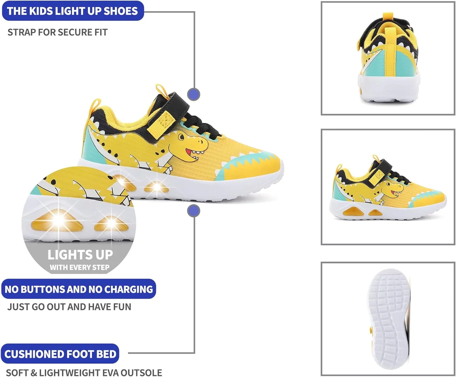 Toddler Boys Light Up Shoes Lightweight LED Flashing Breathable Mesh Walking Sneakers for Toddler and Little Kids