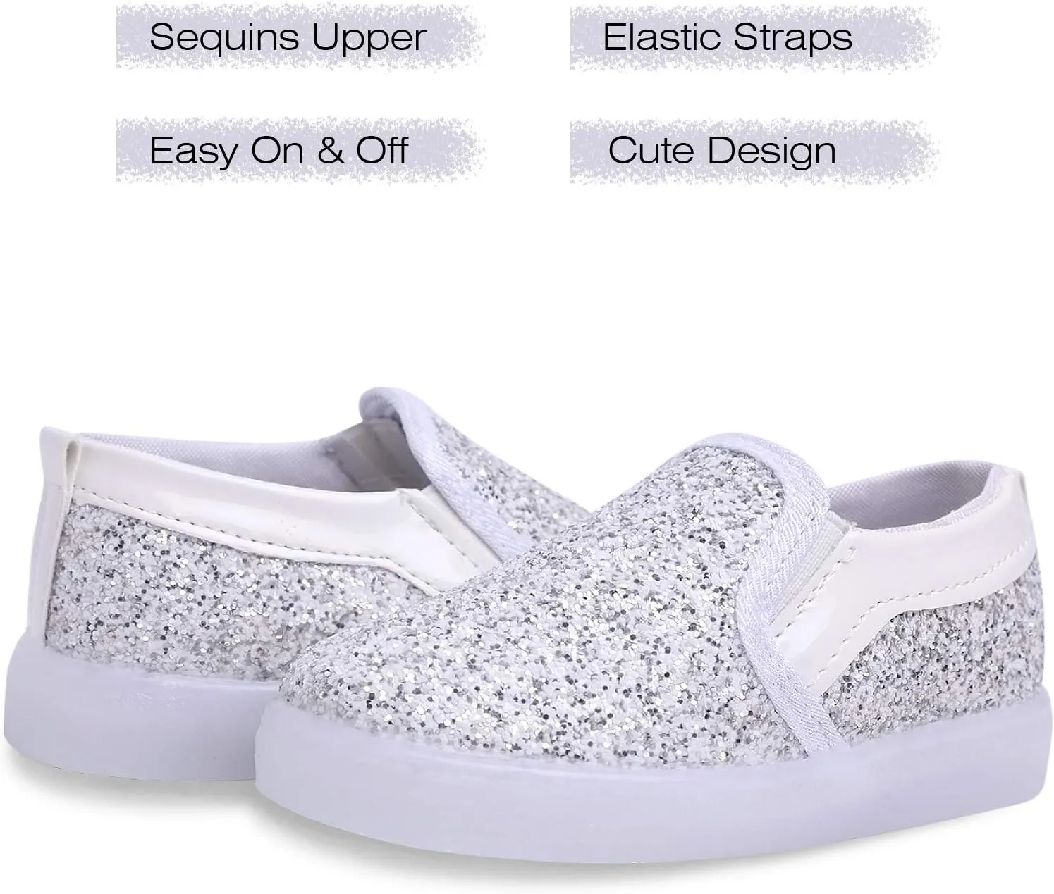 Toddler Girl's Light Up Sequins Slip On Loafers Baby Glitter Shoes Flashing LED Casual Princess Party Shoes Flat Sneakers (Toddler/Little Kid)