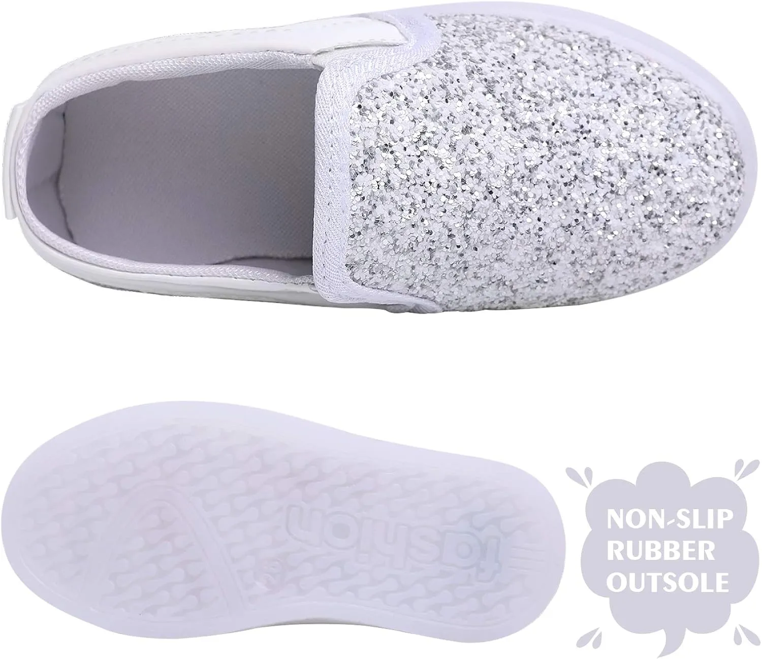 Toddler Girl's Light Up Sequins Slip On Loafers Baby Glitter Shoes Flashing LED Casual Princess Party Shoes Flat Sneakers (Toddler/Little Kid)