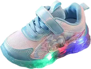 Toddler Infant Light Up Flash Breathable Sneakers for Kids Spring Summer Baby Boys Girls Platform Chunky Heel Mesh Shoes