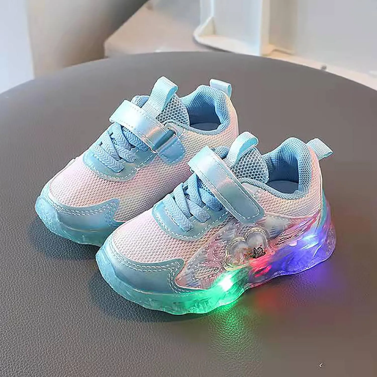 Toddler Infant Light Up Flash Breathable Sneakers for Kids Spring Summer Baby Boys Girls Platform Chunky Heel Mesh Shoes