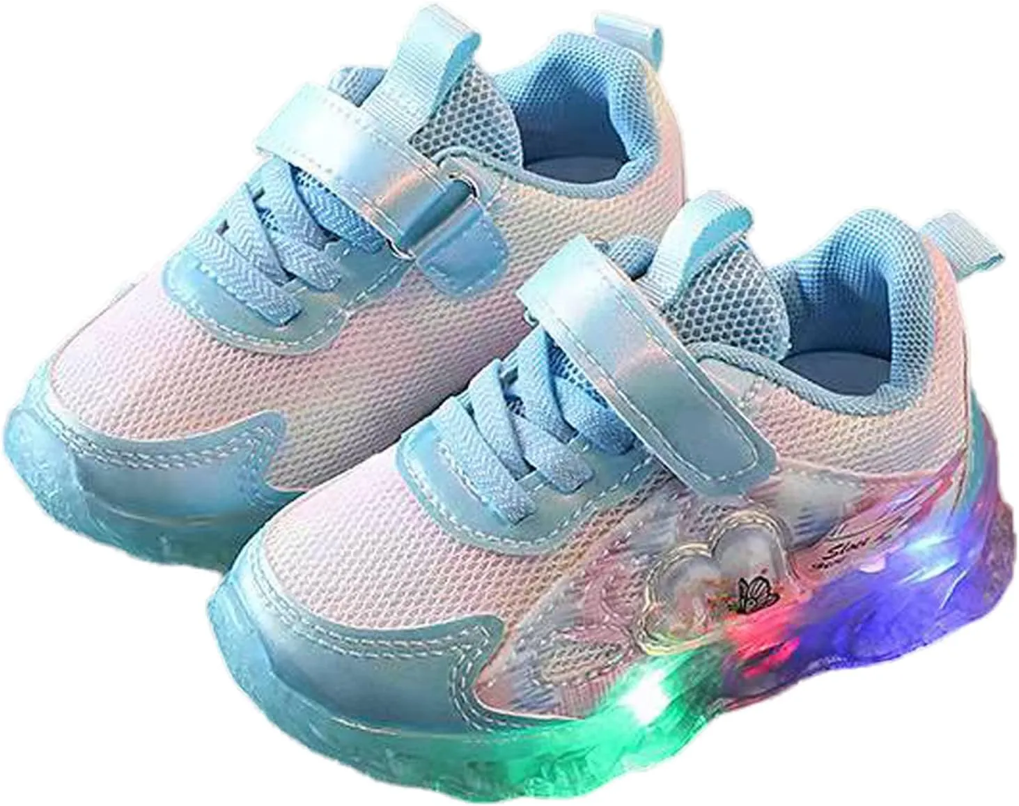 Toddler Infant Light Up Flash Breathable Sneakers for Kids Spring Summer Baby Boys Girls Platform Chunky Heel Mesh Shoes