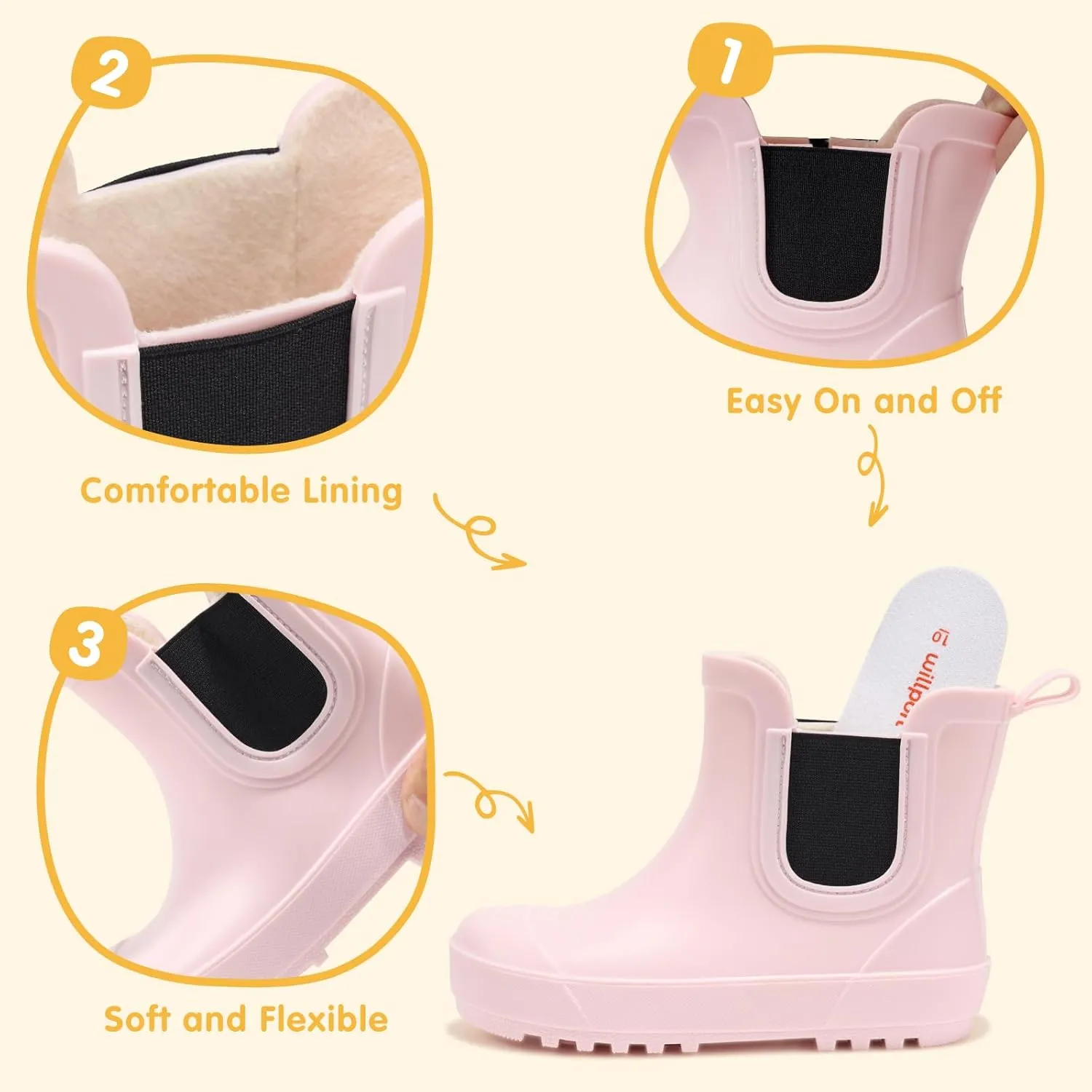 Toddler Rain Boots,Waterproof kids Chelsea Rain Boots for Boys and Girls