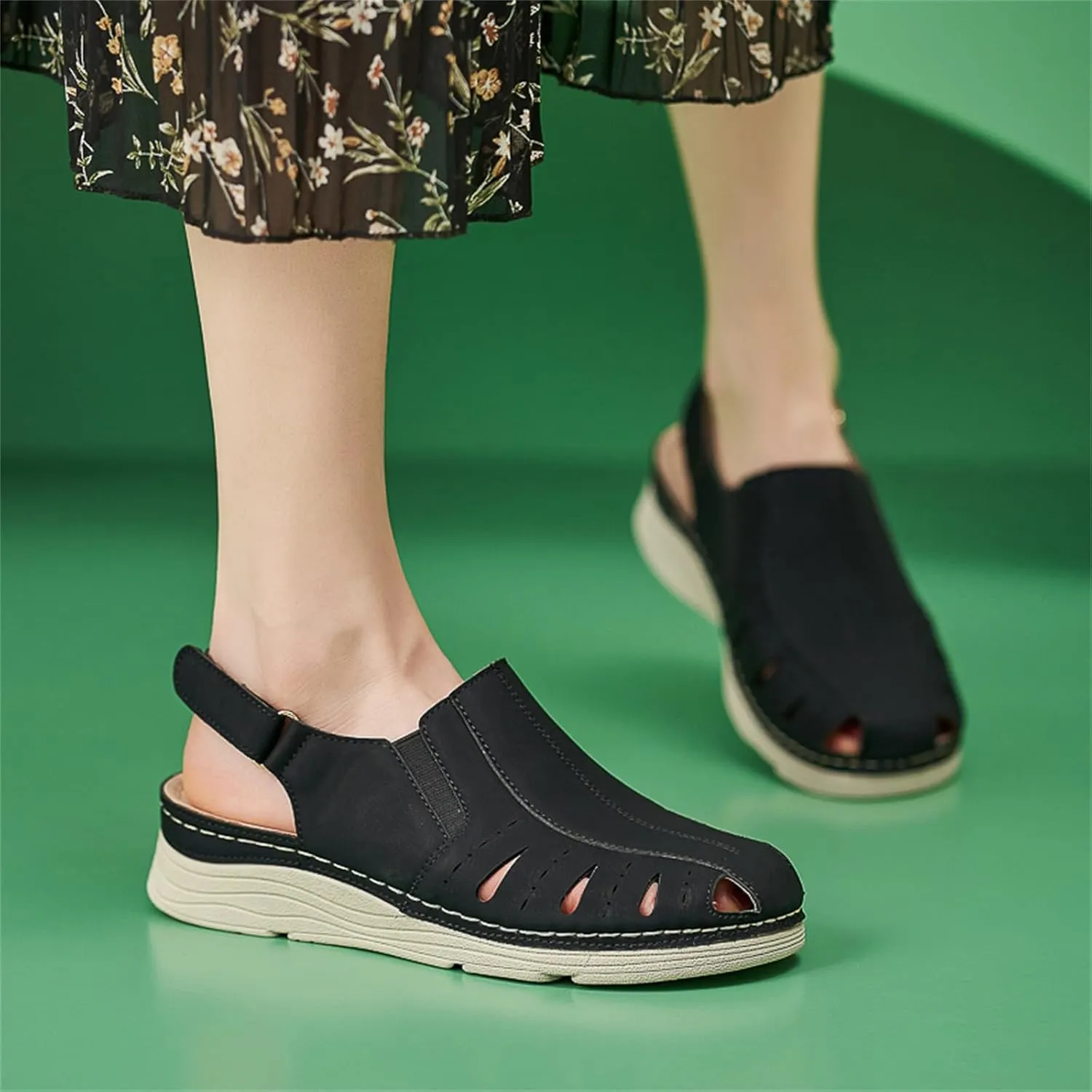 Touchmosees Bohemia Wedge Sandals - Women's Ankle Strap Causal Gladiator Shoes Summer Outdoor Beach Athletic Sandals