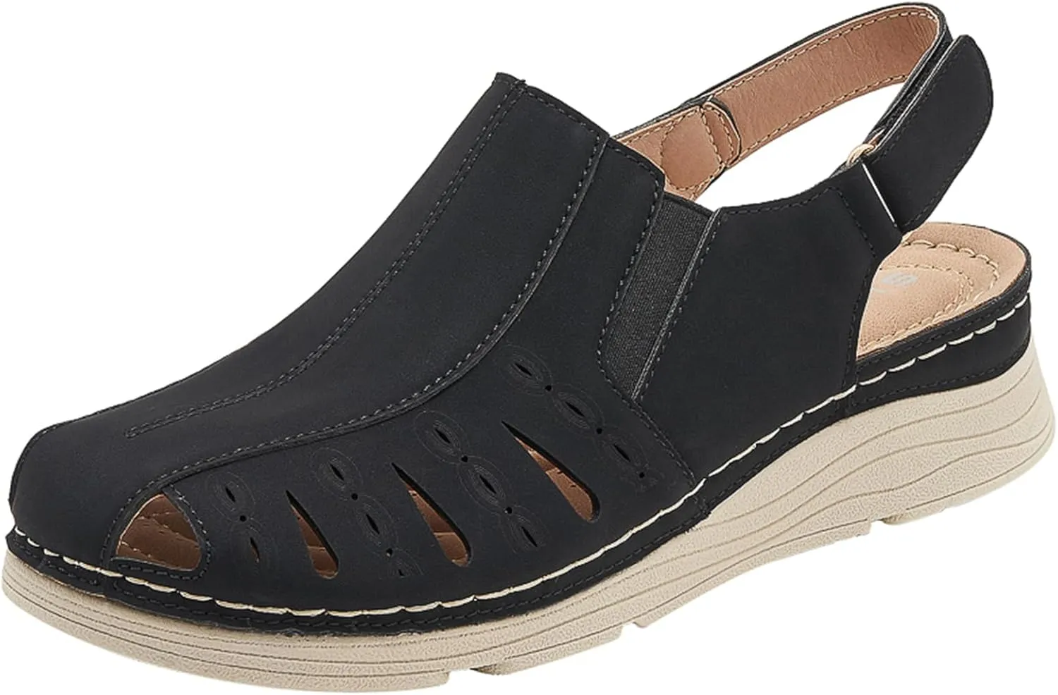Touchmosees Bohemia Wedge Sandals - Women's Ankle Strap Causal Gladiator Shoes Summer Outdoor Beach Athletic Sandals