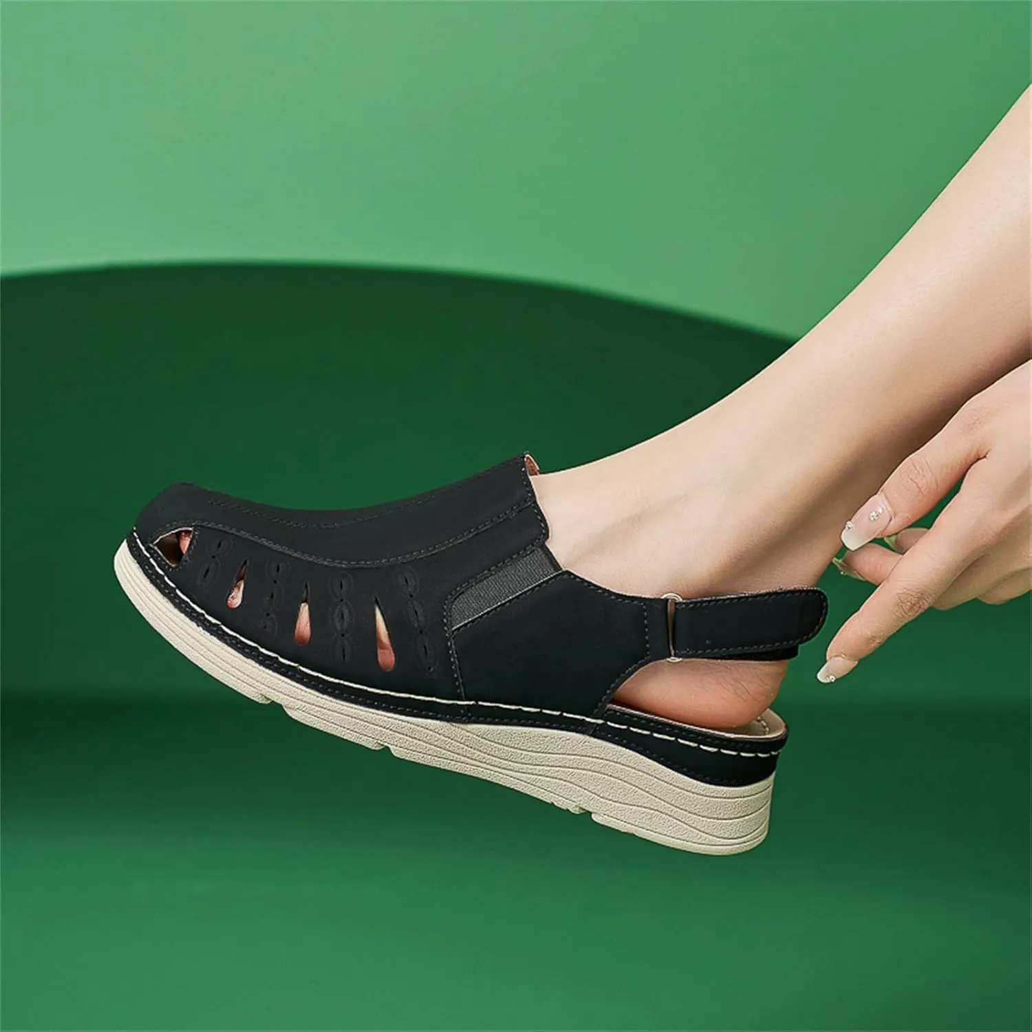Touchmosees Bohemia Wedge Sandals - Women's Ankle Strap Causal Gladiator Shoes Summer Outdoor Beach Athletic Sandals