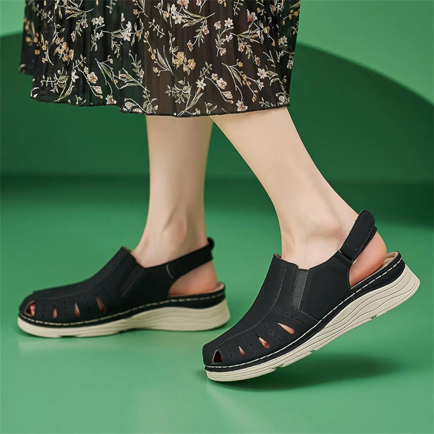 Touchmosees Bohemia Wedge Sandals - Women's Ankle Strap Causal Gladiator Shoes Summer Outdoor Beach Athletic Sandals