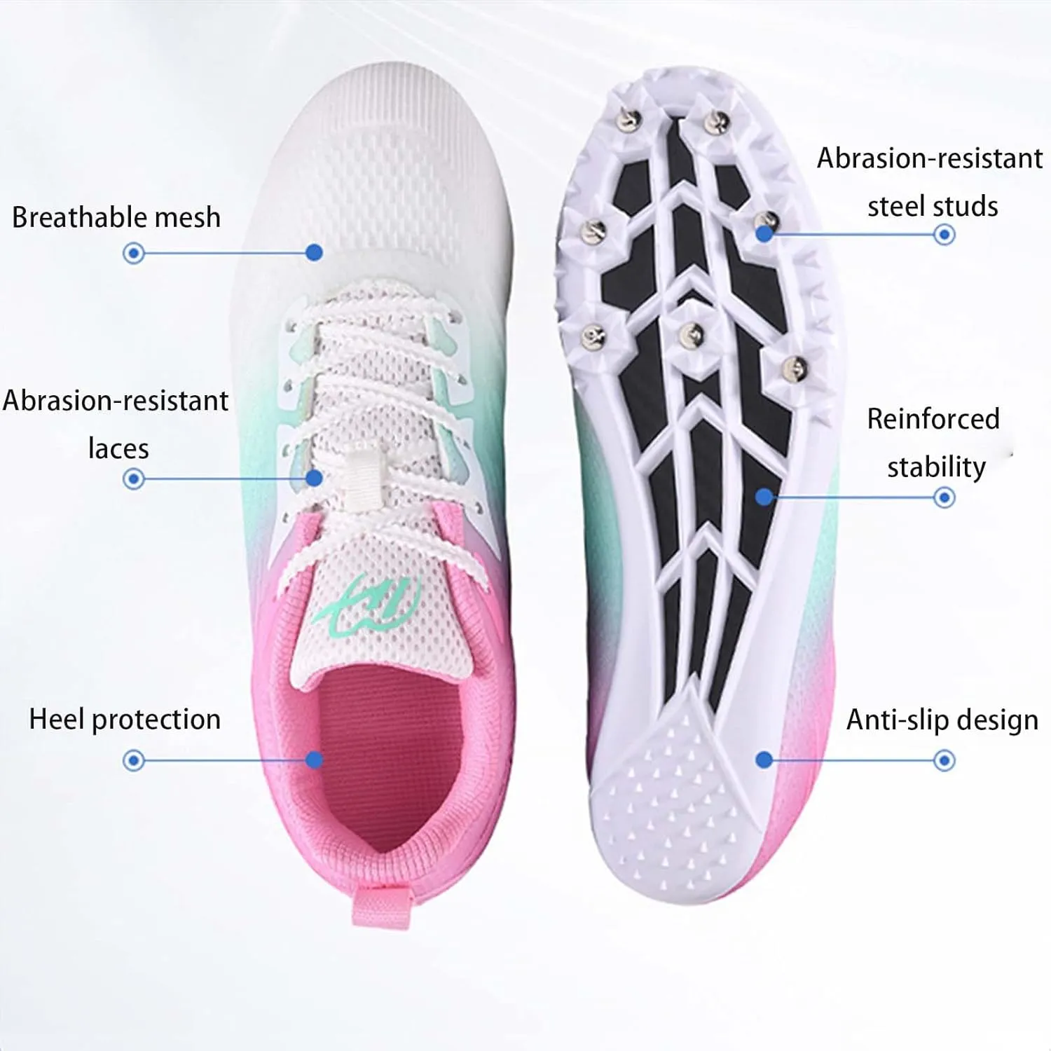 Track and Field Shoes for Women with Spikes Running Racing Shoes Cross Jumping Sprint Sneakers for Boys and Girls Kids