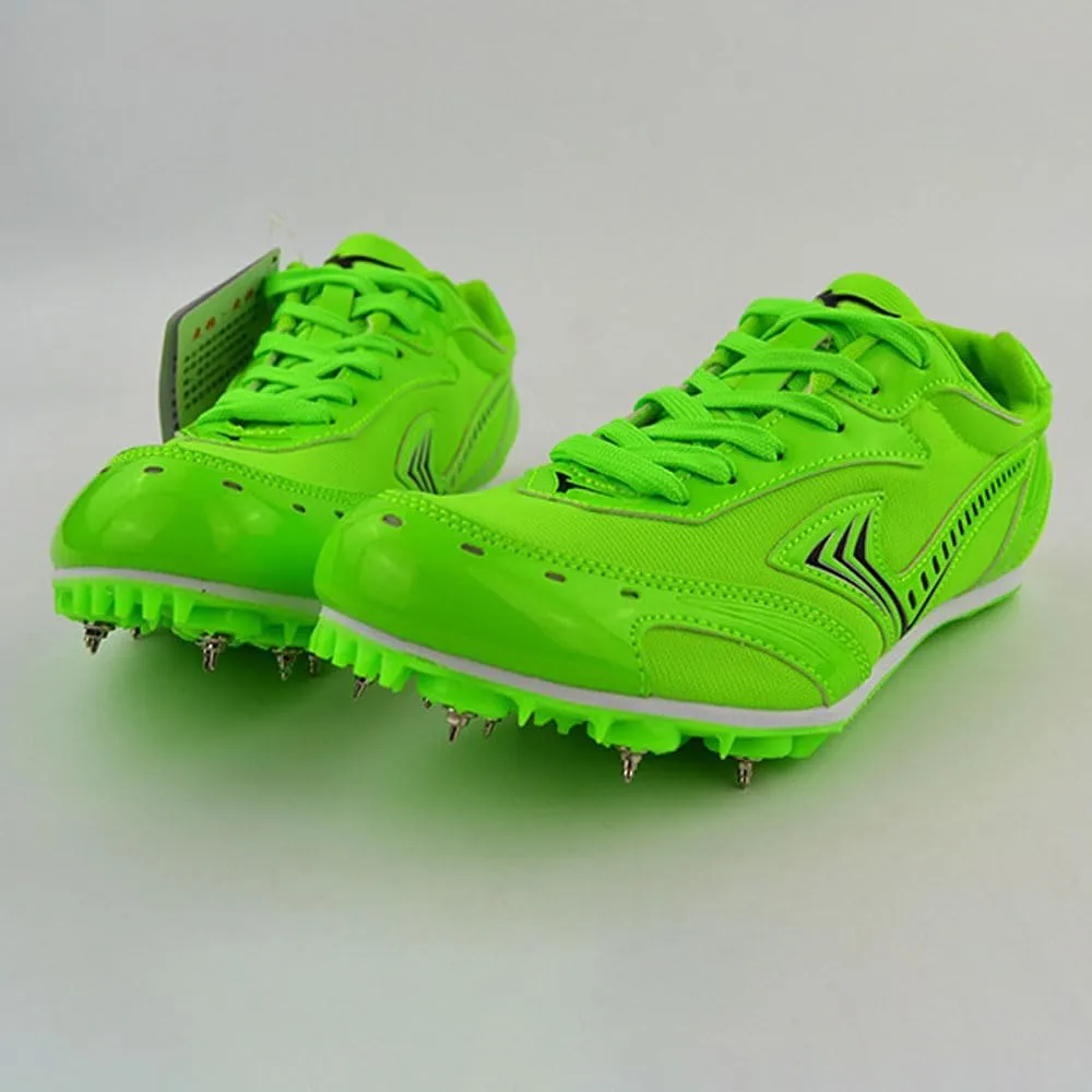 Track Spikes Shoes Mens Womens 7 Spikes Mesh Track and Field Athletics Sport Nail Sneakers Boys Girls Breathable Professional Training Sprint Running Racing Shoes with Spikes,35-45 EU Green