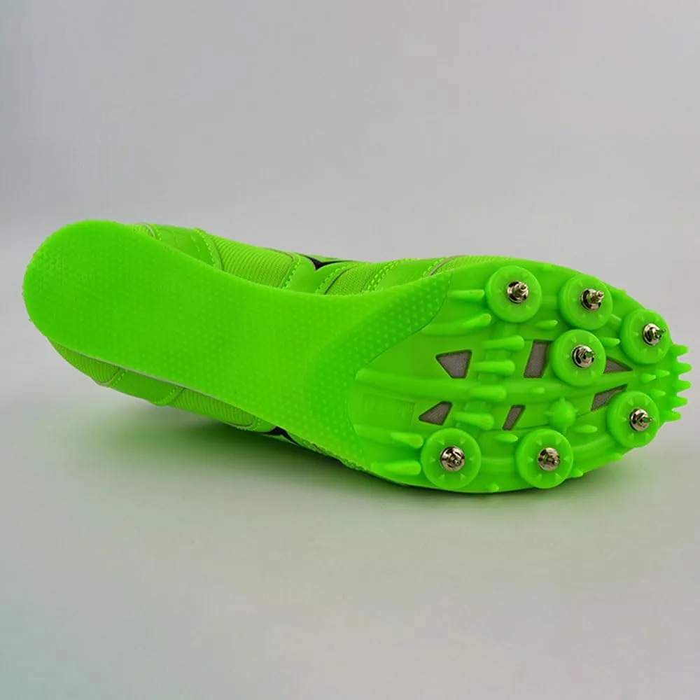 Track Spikes Shoes Mens Womens 7 Spikes Mesh Track and Field Athletics Sport Nail Sneakers Boys Girls Breathable Professional Training Sprint Running Racing Shoes with Spikes,35-45 EU Green