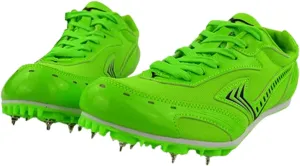 Track Spikes Shoes Mens Womens 7 Spikes Mesh Track and Field Athletics Sport Nail Sneakers Boys Girls Breathable Professional Training Sprint Running Racing Shoes with Spikes,35-45 EU Green