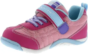 TSUKIHOSHI KAZ Kids Shoes - Strap-Closure Machine-Washable Kids and Toddler Shoes with Wide Toe Box & Slip-Resistant, Non-Marking Outsoles, Fuchsia/Light Blue - 12 Toddler (1-4 Years)