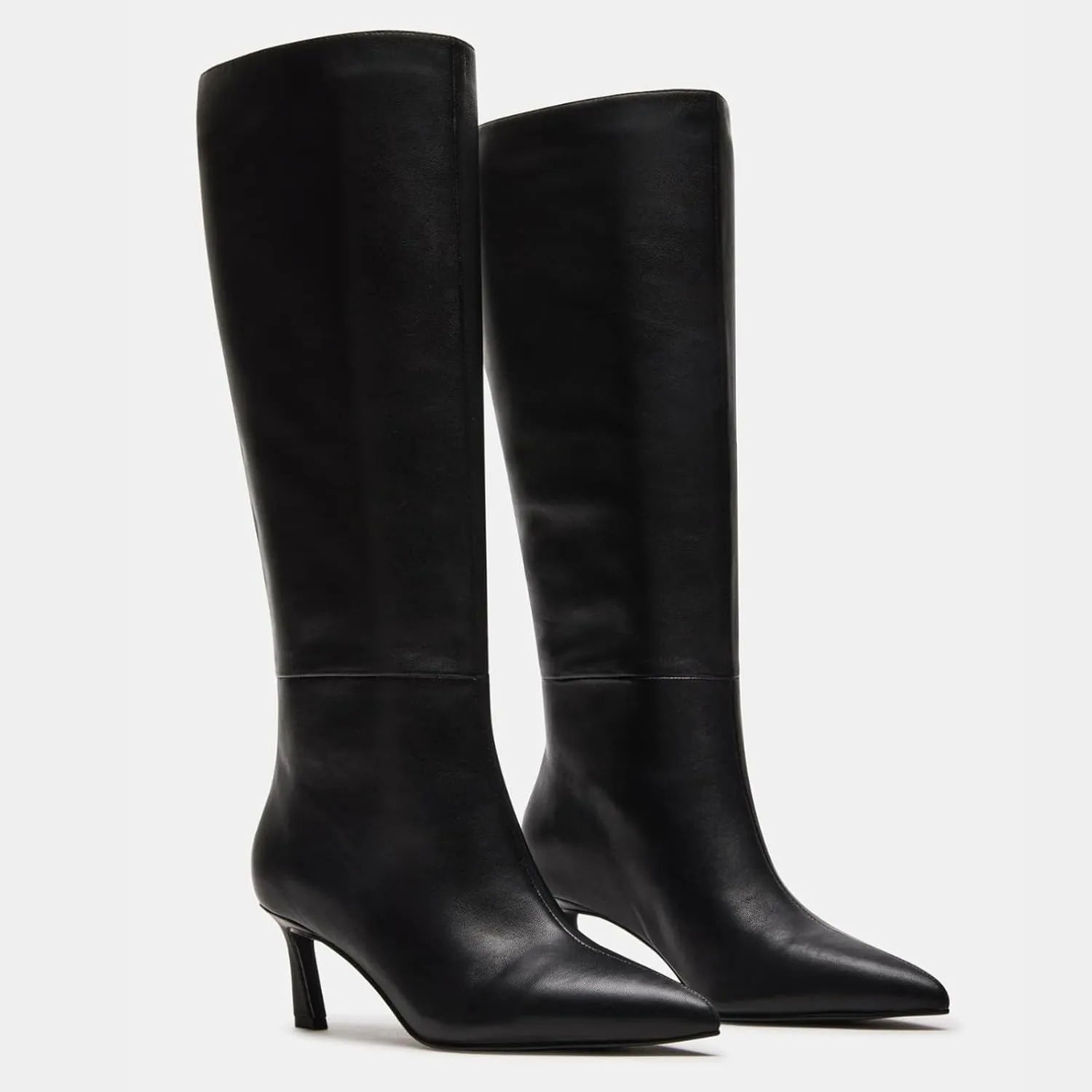 Uacllcau Knee High Boots for Women Pointed Toe Kitten Heel Tall Boots Womens Fashion Slip On Wide Calf Boots Heel Dress Stiletto Long Boots