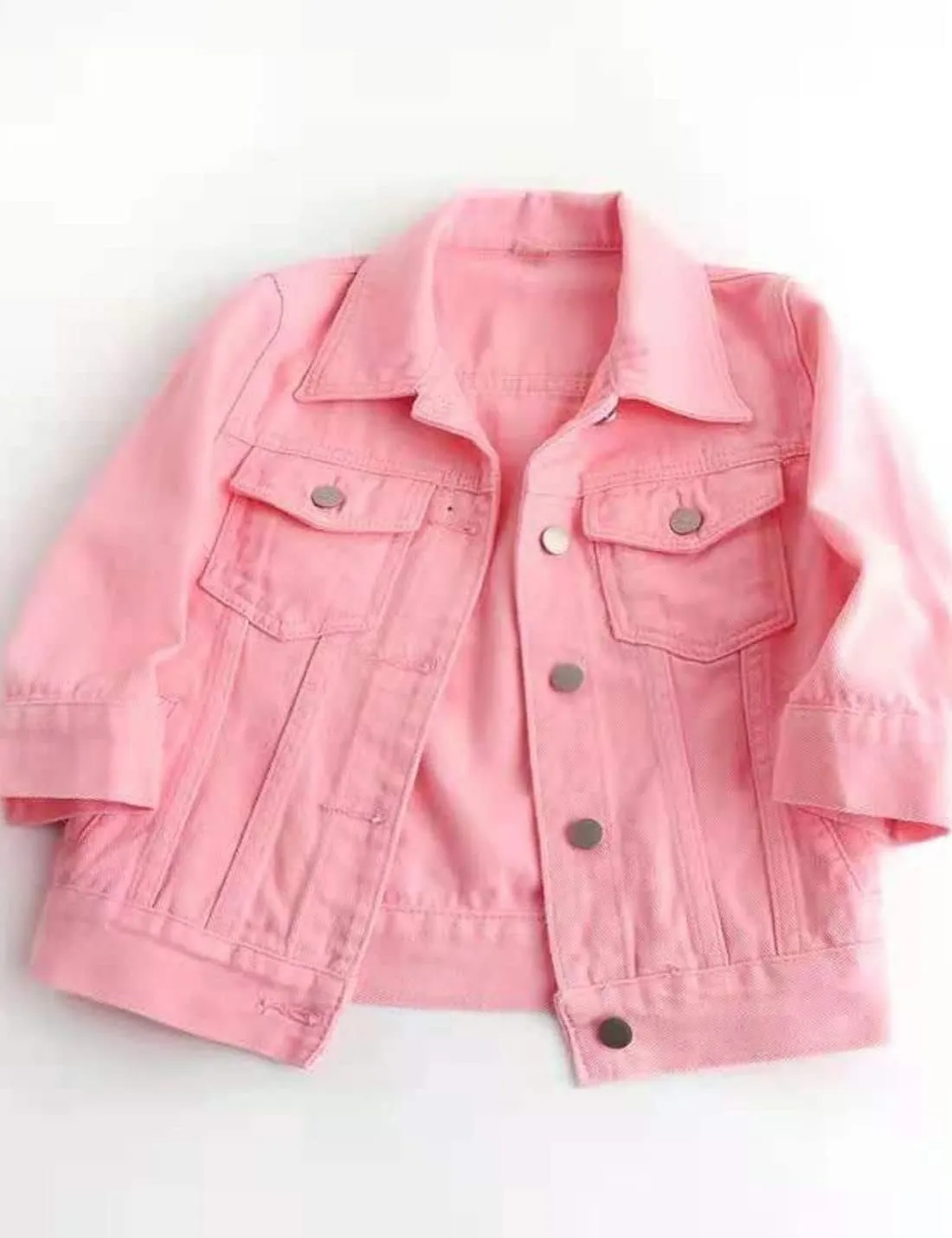 Unilexi Women's 3/4 Sleeve Colored Cropped Denim Jacket Light Wash Short Jean Jacket Trucker Coat