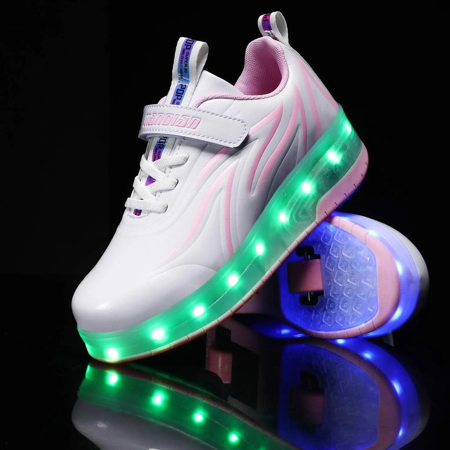 USB Rechargeable Roller Shoes Sneakers for Boys Girls Kids Gift LED Light Up Wheels Shoes Roller Skates