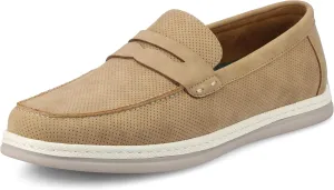 Vance Mens Brantley Penny Loafer Slip-on Perforated Pattern Round-Toe 6mm Vance Comfort System Insole Taupe 12 Medium Mens US