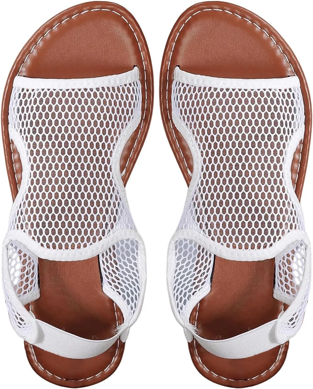 Verdusa Women's Mesh Hollow Out Sandals Cut Out Fishnet Summer Flat Open Toe Slides Sandals