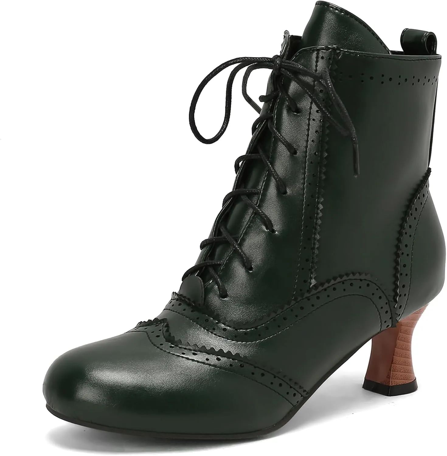 Victorian Boots for Women Vintage Lace Up Ankle-High Booties Costume Goth Booties Halloween Witch Stuff Cuban Heel Granny Boots