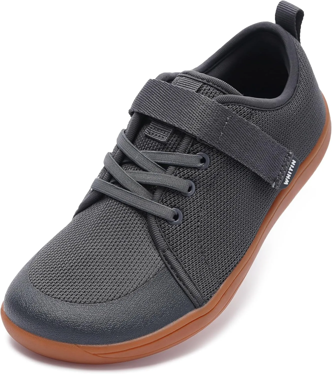 WHITIN Kids Wide Width Barefoot Shoes for Boys Girls Minimalist Toe Box Zero Drop Sneakers Size 10.5 Little Walking School Jogging Running Grey Gum 28