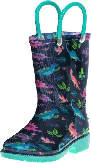 Wildkin Kids Rain Boots – 100% Waterproof with Slip-Resistant Tread & Easy Pull Handles