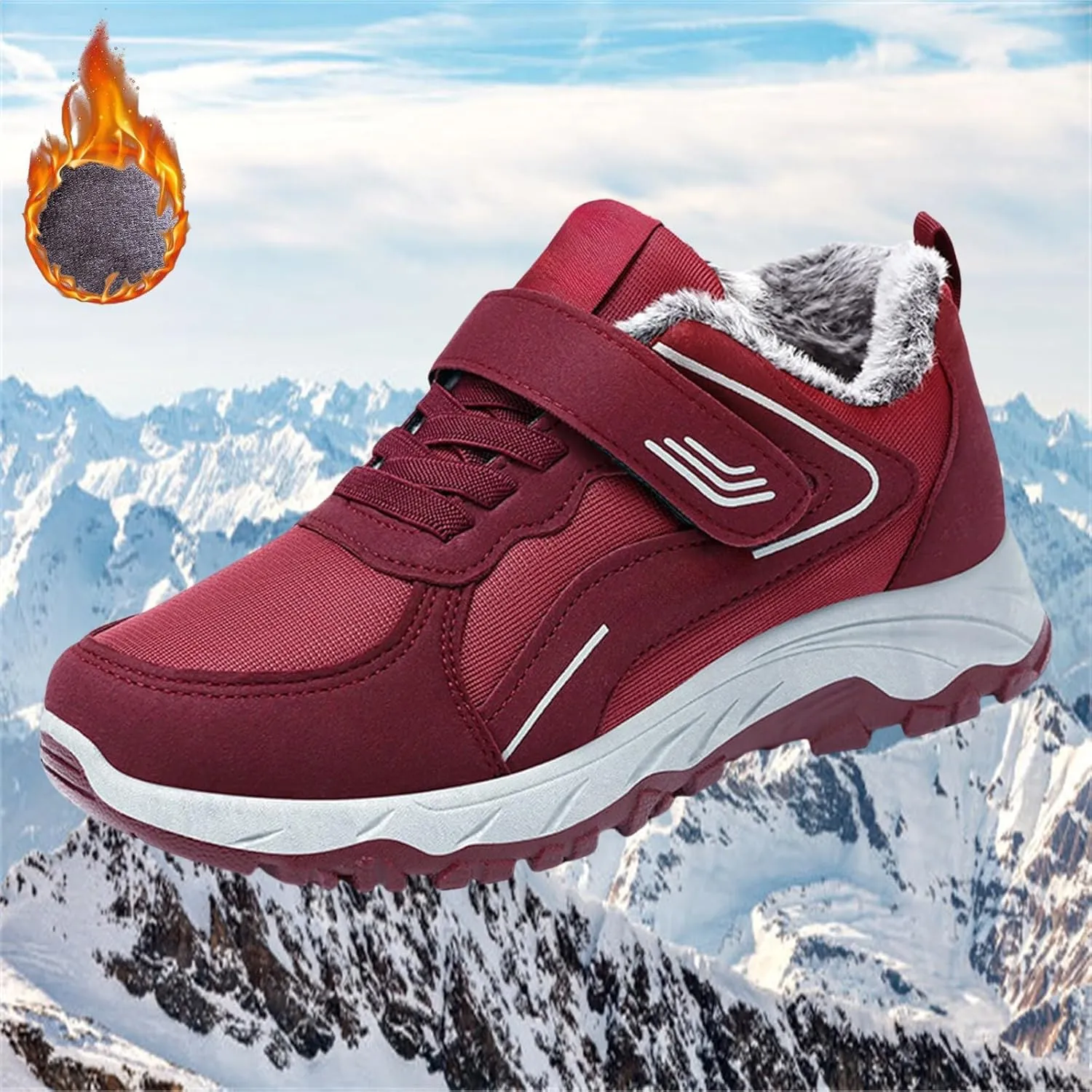 Winter Booties Warm Snow Boots Weather Comfortable And Mid Calf Sneaker 𝐖aterproof Plush Lined Walking Sneaker