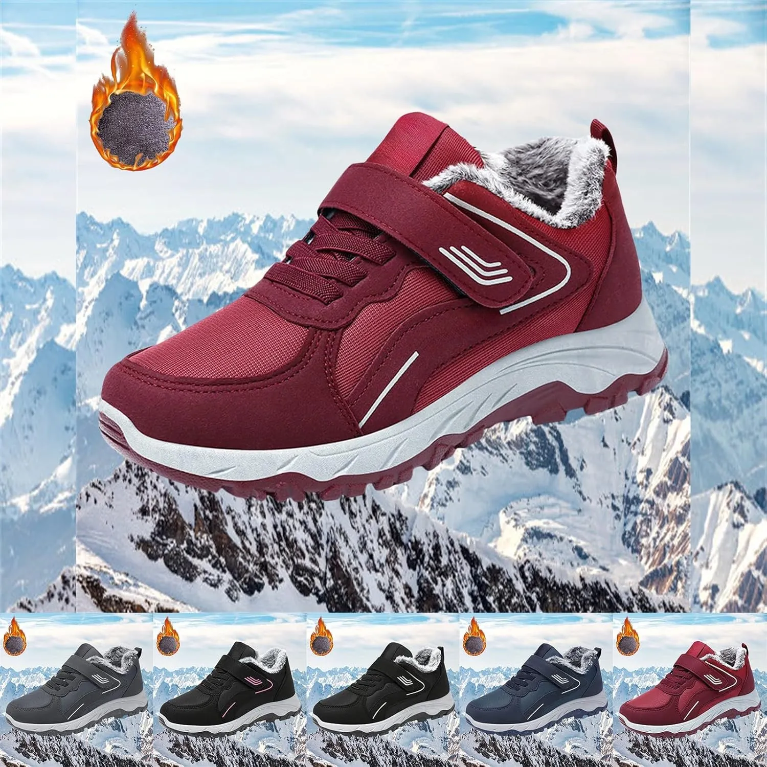 Winter Booties Warm Snow Boots Weather Comfortable And Mid Calf Sneaker 𝐖aterproof Plush Lined Walking Sneaker