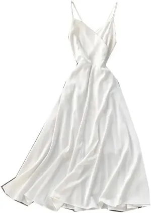 Women Bohemian White Beach Long Dress Spaghetti Strap A-Line Backless Dresses