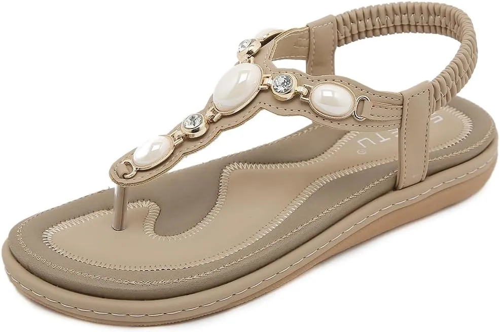 Women Flat Sandals Dressy Casual Summer flat flip flops Comfortable Sandals Bohemian Flats Shoes