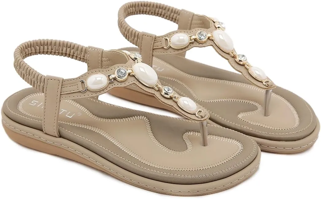 Women Flat Sandals Dressy Casual Summer flat flip flops Comfortable Sandals Bohemian Flats Shoes