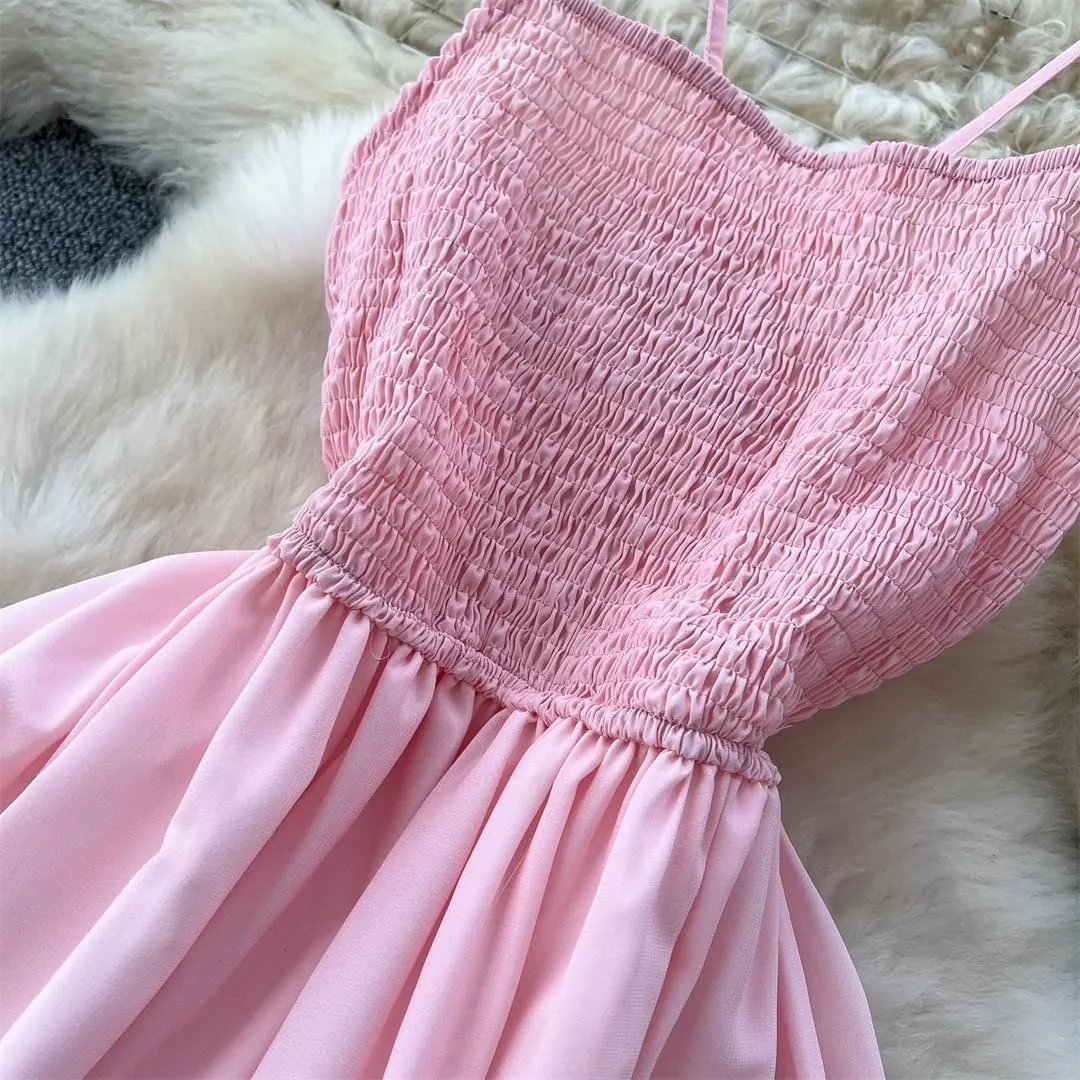 Women Holiday Beach Gradient Long Dress Spaghetti Strap Backless Dress Birthday Party Dresses