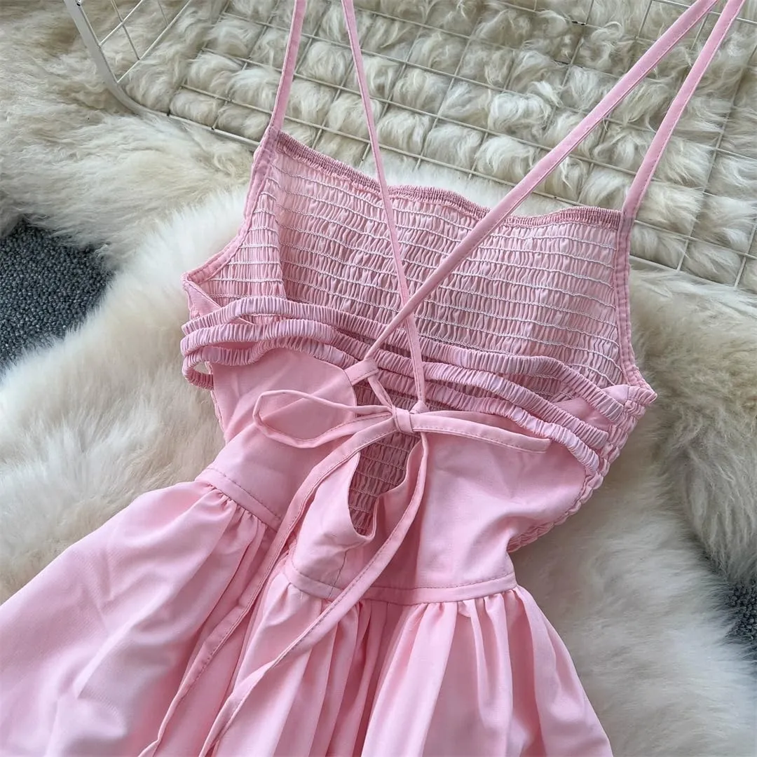 Women Holiday Beach Gradient Long Dress Spaghetti Strap Backless Dress Birthday Party Dresses